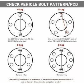 BWA 1 PC 4 LUG TO 5 LUG CONVERSION WHEEL ADAPTER 4X4.25 TO 5x4.5 2" THICK M12x1.5