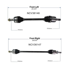 Maxfavor Front CV Axle Shaft Assembly fit for Honda Civic 2016 2017 2018 2019 2020 2021, FWD Automatic Trans L4 2.0L, EX LX LX-P Models, CV Joint Axle Shaft Front Passenger Driver Side