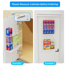 Gypie White Kitchen Wrap Organizer Door Mount, Aluminum Foil Holder Cabinet Door Organizer Cabinet Storage Basket for Kitchen Wrap/Food Bag Storage