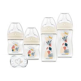 DODIE 4 Baby Bottles Colic Multi-Perforated Teat (2 x 150ml and 2x 270ml) One Baby Teat Terracotta