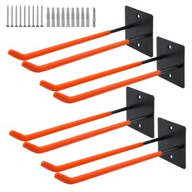 Top-spring Garage Hooks Heavy Duty 12 Inch Large Wall Mount Garage Storage Hanger Tool Organizer Utility Long Hooks for Hanging Tires, Ladders, Chairs, Strollers, Garden Tools and More (4 PCS)