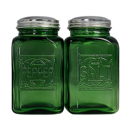 Ritadeshop Depression Style Glass Salt and Pepper Shakers (Green)