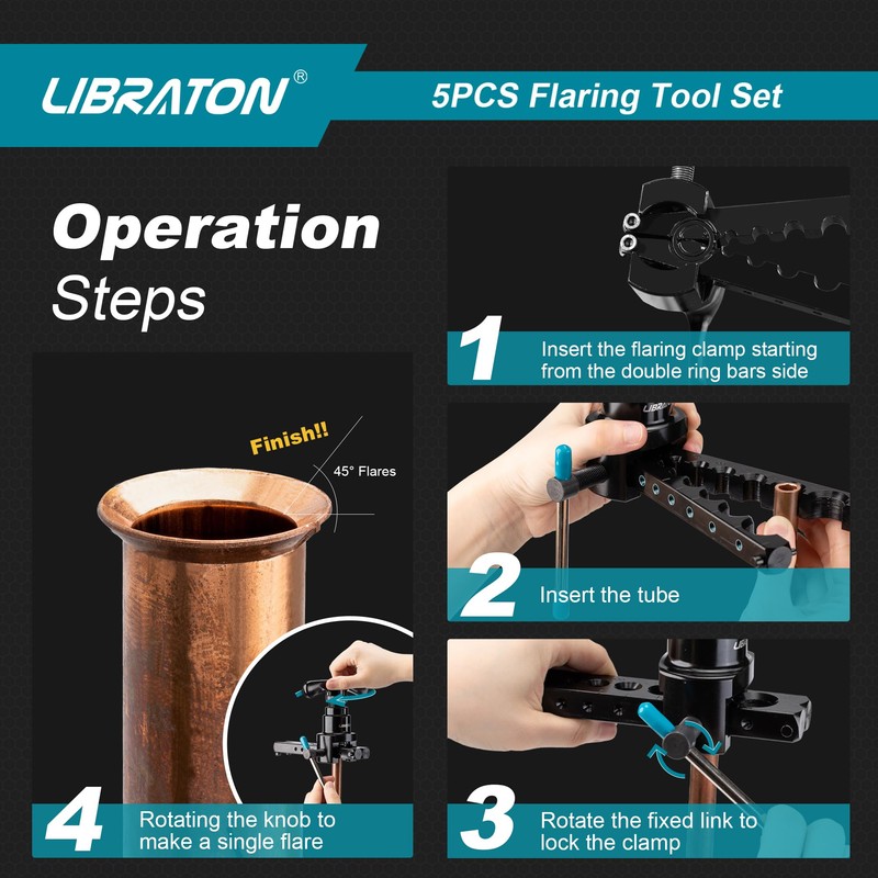 LIBRATON Flaring Tool, HVAC Flaring Tool Kit, Copper Flaring Tool,