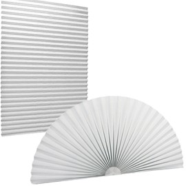 Garayma Arch Window Shade Half Circle Pleated Shade Blinds 60%-70% Shade Upgrades Self Adhesive Half Moon Round Window Covering Easy to Cut and Install for Front Door Arch Window18 W x 36" L