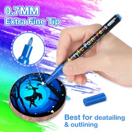 APOGO Stones Painting Acrylic Pens for Stones Waterproof 24 Colours Acrylic Pens for Wood Decoration, 0.7 mm Acrylic Paint Pens Acrylic Markers Glass Painting Pens for Glass, Paper, Ceramic, Christmas