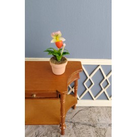 Bright DeLights Dollhouse Potted Orchid Pink & White Flowering Plant in Ceramic Pot 1:12 Scale