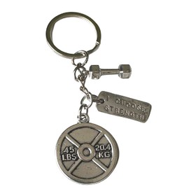 45 Lbs Weightlifting plate + Small Dumbbell + I Choose Strenght Keychain