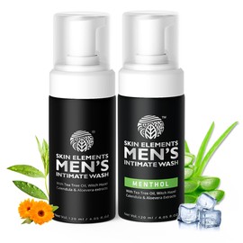 Skin Elements Intimate Wash for Men Combo | Teebaumöl & Menthol | pH-ausgewogenes schäumendes Hygiene-Waschmittel | verhindert Juckreiz, Reizungen und schlechten Geruch | 120 ml | 2 Stück