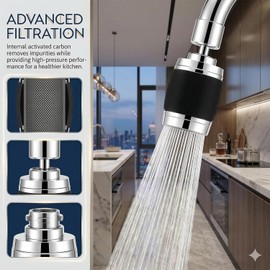 llave giratorio de filtro de cocina a prueba de salpicaduras, aireador de llave giratorio de 360° con modos de agua ajustables, extensor de llave fácil de instalar para fregadero de cocina, accesorio