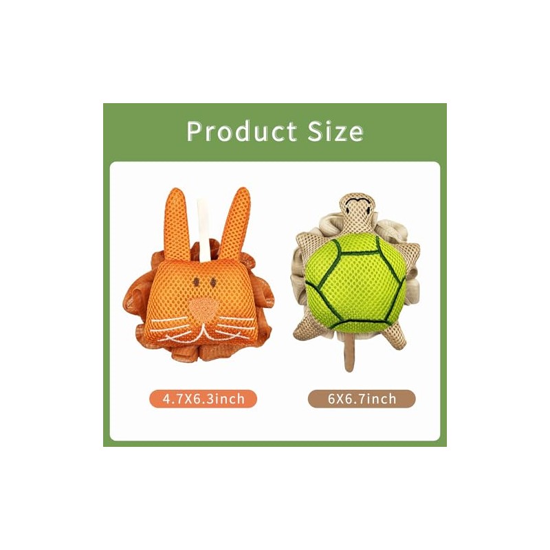 Esponja Baño Infantil Ducha Malla Suave Niños Diseño Tortuga Conejo