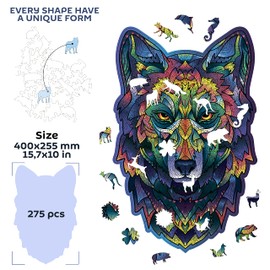WOODSTERS Original Wooden Jigsaw Puzzle - Mighty Wolf A3 | Unique Shapes | Stunning Wooden Puzzles for Adults & Teens | Brain-Boosting Challenge, Perfect for Family Fun