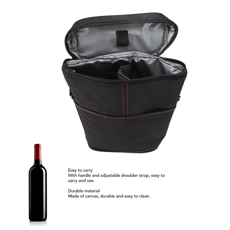 2 Bottle Wine Cooler Bag Leakproof Insulated Padded Wine Carrier
