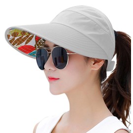 HINDAWI Sun Hats for Women Wide Brim Sun Hat UV Protection Visor Floppy Beach Packable Caps Grey