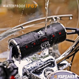 KSPEAKER Motorcycle Speakers Bluetooth Waterproof Radio Audio System Built-in Amplifier, 3 Inch Metal Mp3 Player, Great for ATV, Scooter Bike,12 Volt Vehicle, K2BL