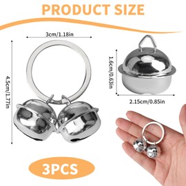 Gments 3 Set Loud Pet Bells for Cat Dog Pets Collar Charm Bells for Collars Tracker Bells Decoration Training Anti-Lost Pets Key Rings and Diy Projects with Swivel Lobster Clasp, Sliver