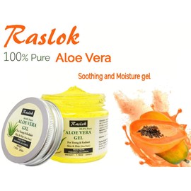Raslok Aloe Vera Gel Pure Natural Organic Aloe Gel For Moisturizing Face Skin & Hair Care (Papaya, 7.76 OZ)