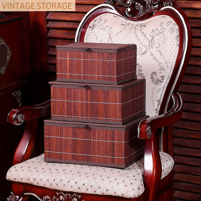 Honygebia Bamboo Decorative Storage Boxes - Set of 3 Woven