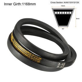 TA-VIGOR A46 Drive V-Belt 46" Inner Length 13mm Width 8mm Thick, Rubber Transmission Belt for Mower, Traction, Industrial Drive Systems
