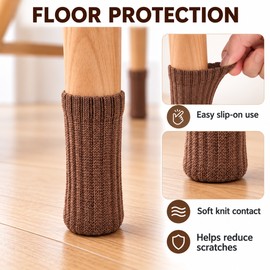 16 Pack Black Chair Leg Socks – Double Thick Knitted Furniture Leg Floor Protectors, Stretchable Anti-Scratch Covers for Chairs & Tables