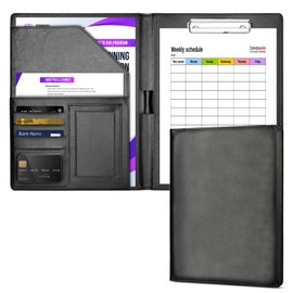 Royouzi Writing Case A4 Clipboard A4 with Lid PU Clipboard Folder with Document Compartments, Pen Holder, Folding Lid, Sealing The Perfect Office and Conference Folder