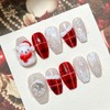 Snow Check Bear Handmade Nail Tips - Petit Round /