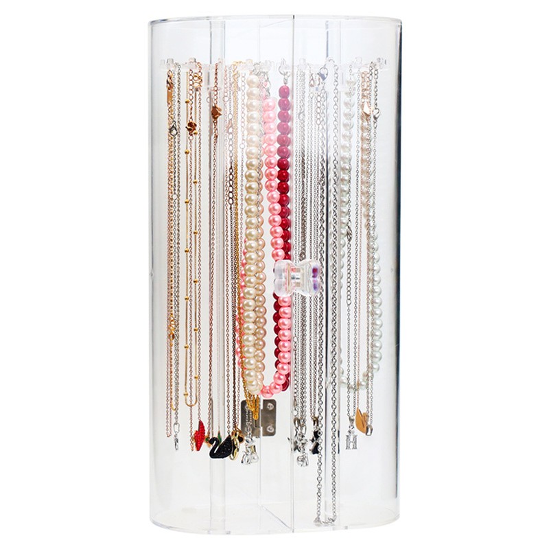 Acrylic Necklace Holder with 24 Hooks Clear Necklace Organizer Dustproof