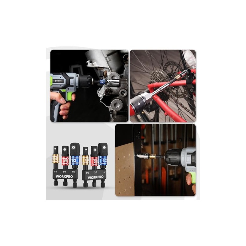 WORKPRO Impact Grade Socket Adapter Set, 1/4", 3/8", & 1/2"