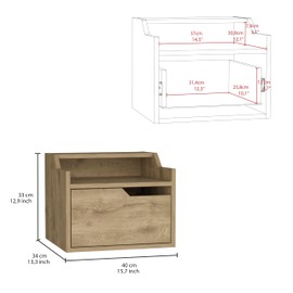 ZJMTOCYU Stylish Floating Nightstand for Modern Living, Elegant Design with Versatile Storage and Double-Tiered Shelves, Beige