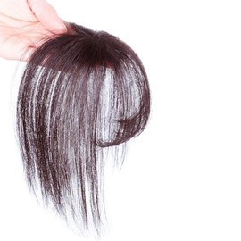 Invisible Human Hair Toppers For Women 3D Air Bangs Hair Topper Extension Invisible Seamless Thin Neat Air Bangs (C)