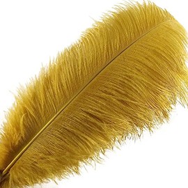 Sowder 5pcs Ostrich Feathers 16-18inch(40-45cm) Home Wedding Decoration (Gold)