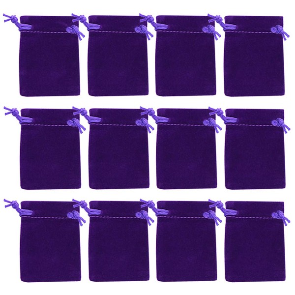 Nydotd 100pcs 2 X 2.8 inch Velvet Cloth Jewelry Pouches Velvet Drawstring Bags Christmas Candy Gift Bag Pouch for Wedding Favors Gifts, Event Supplies Party Favors (Purple)