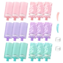 QLFJ-FurDec 18Pcs Travel Containers for Toiletries, Refillable Portable Squeeze Liquid Pouches, Leak Proof Slim Lightweight Liquid Bag for Shampoo, Conditioner, Lotion, Body Wash