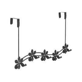 Spectrum Diversified Flower Over the Door 5 Hook Rack Closet Organizer Coat & Clothing Hanger, Black
