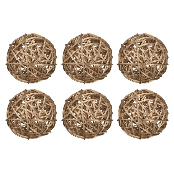 sourcing map 6 Pcs Wicker Rattan Balls 3.2 Inch Rattan