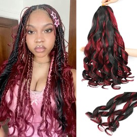 French Curl Braiding Hair, 12 Inch Curly Braiding Hair 8 Packs Bouncy French Curl Crochet Braids for Black Women Pre Stretched Loose Wavy Extensions (P1B/BUG, 12Inch)