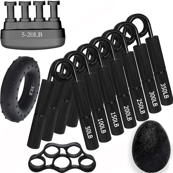 WANSPOORTS Black Metal Grip Strength Trainer, Hand Grips Strengthener Kit