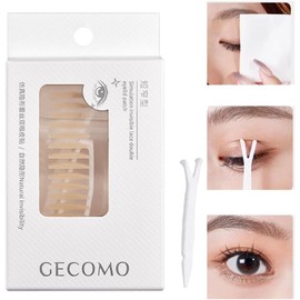 GECOMO Natural Double Wrap Tape, Mesh, 4 Types, Skin Color, Eye Tape, Natural, Waterproof, Inconspicuous, Ultra Thin, Breathable, Long Lasting - (Olive Shape - 90 Sheets)