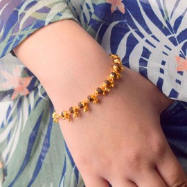 Satvik 4-5mm Rudraksh Beads l Gold Plated Original Rudraksha Bracelet for Women, Premium PVD Coating, BatchSure Certified, Adjustable Jewelry Gift