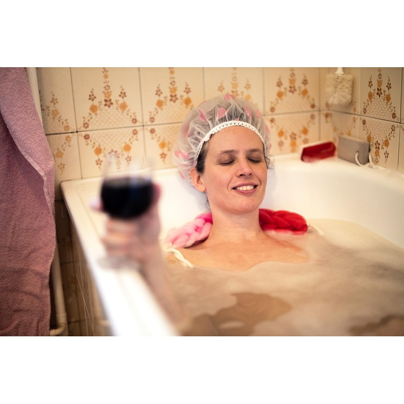 Bathora no rinse waterless coloful dotted Shower Caps for Women,