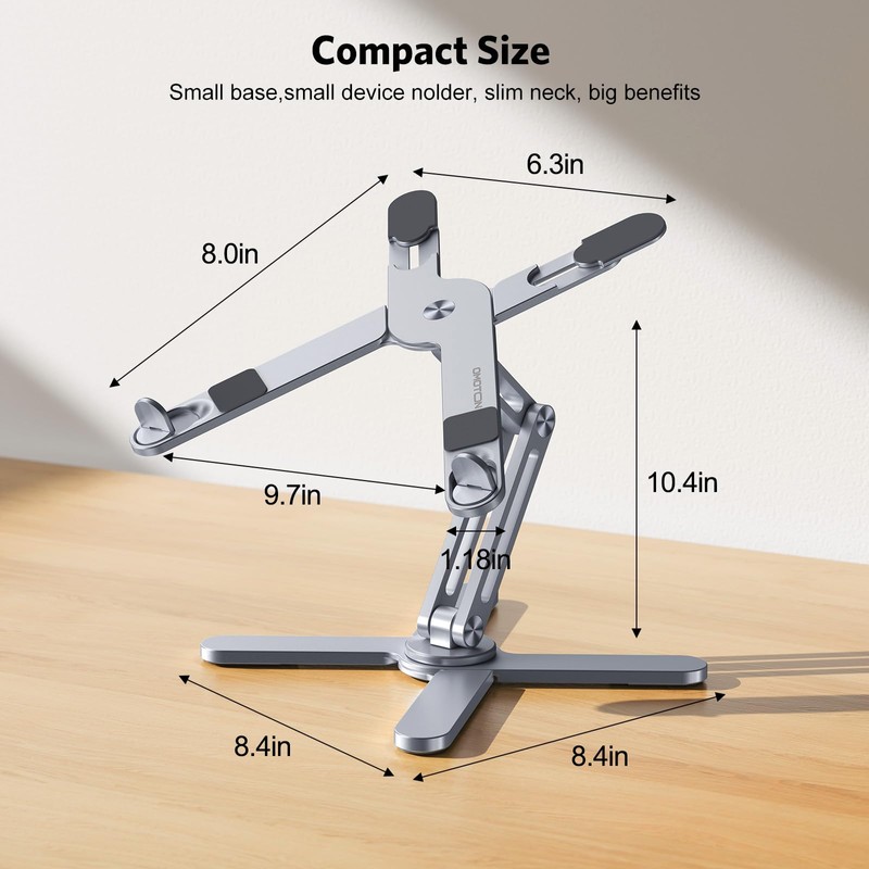 OMOTON 360° Rotating Laptop Stand Riser for Desk, Ergonomic Foldable