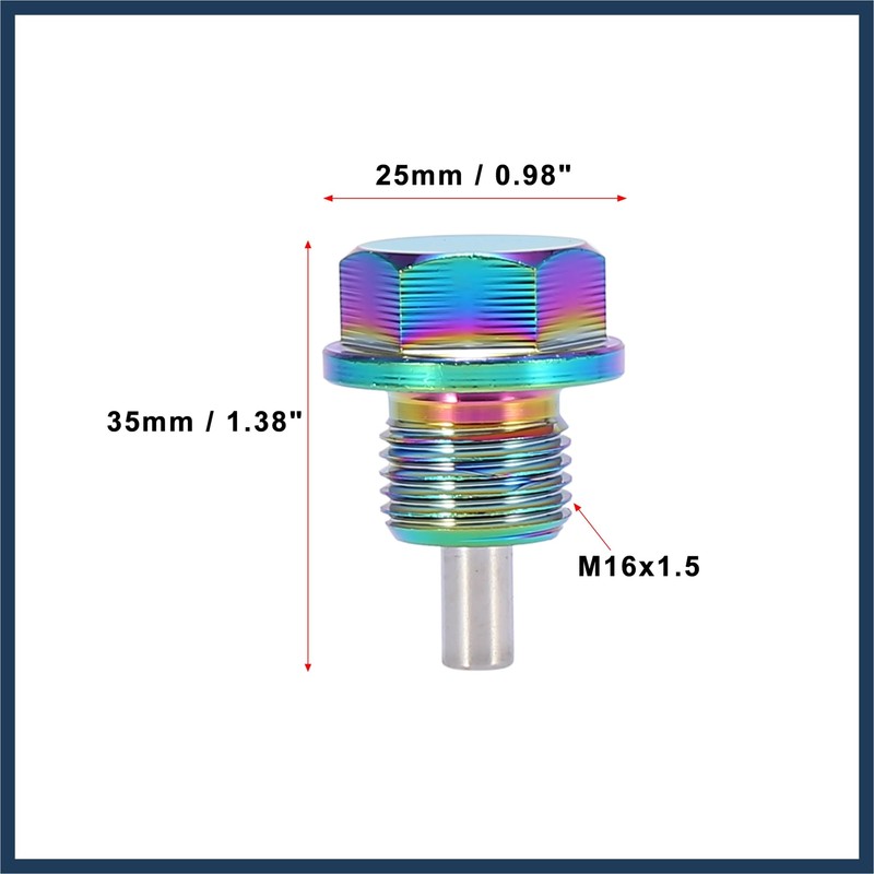 INFINAUTO M16x1.5 Multicolor Magnetic Oil Drain Plug with Gaskets 1