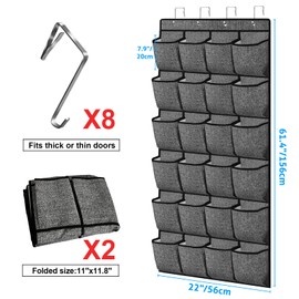 Over the Door Shoe Organizer,Hanging Shoe Rack Organizer for Closet Door,48 Pockets Shoe Storage Holder Zapateras Organizer for Kids Shoes,Flip Flops,Underwear,Socks,Cruise Essentials,Black,Set of 2