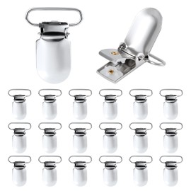 20pcs Silver Pacifier Suspender Clips, 0.98in Sheet Straps Holder Fasteners Clips Metal Duvet Clip to Hold Secure Comforter Inside Padded Blanket Snaps for Mattress Pad Cover Sofa Cushion Bedding