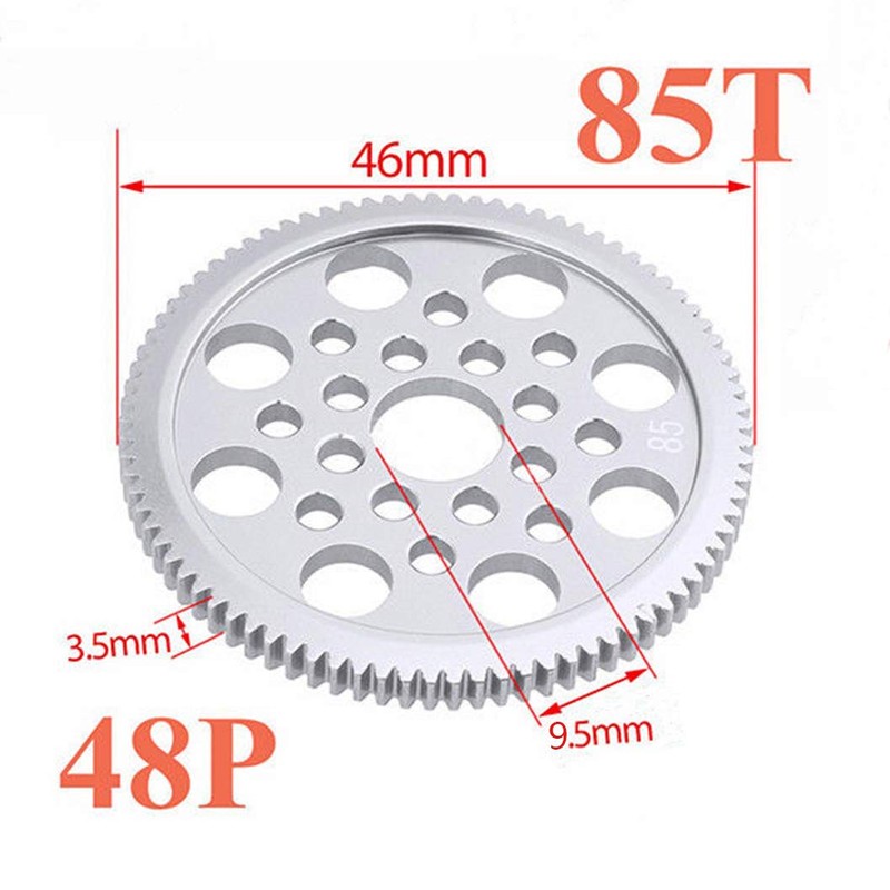 JFtech 7075 Aluminium Metal 48P Spur Gear 85T for 3Racing