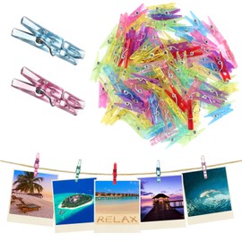 Mini Wäscheklammern Transparent,100 Stück Kleine Klammern aus Kunststoff,Farbig Fotoklammern mit Metallfeder für Fotos Aufhängen DIY Basteln Party Hochzeit Dekoration (3 * 25mm)