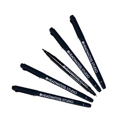 Headwaters Studio Growth Chart Markers - Twin Tip Markers Black Pens Ultra Fine Permanent Markers Fine Tip Markers Dual Tip Markers Drawing Pens, Black Markers Dual Tip Art Pens, Black - Set of 5