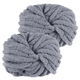 YushengTai Thick Wool, Pack of 2, 500 g, Dark Grey Cuddly Wool, Thick Wool, Chunky Woo Wool, Thick Yarn, Fluffy Can Be Used for Knitting Cushions, Blankets, Scarves and Hats