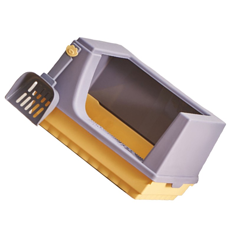 Cat Litter Box Semi Enclosed Heightened Fence Prevent Leakage Large