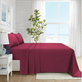 CHARKHAH Polycotton Flat Sheets with Single Double King Size Bed Ultra Soft Plain Top Sheet Dyed in Trendy Colors Hotel Collection Sheets Ideal for Winter & Summer Bedding (Burgundy, King)