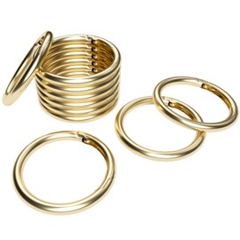 10 Pcs Metal Spring Round Carabiner Inner Diameter 1 Inch O Rings Clip Spring Ring for Keychains, Purse, Bag, Handbag (Gold)